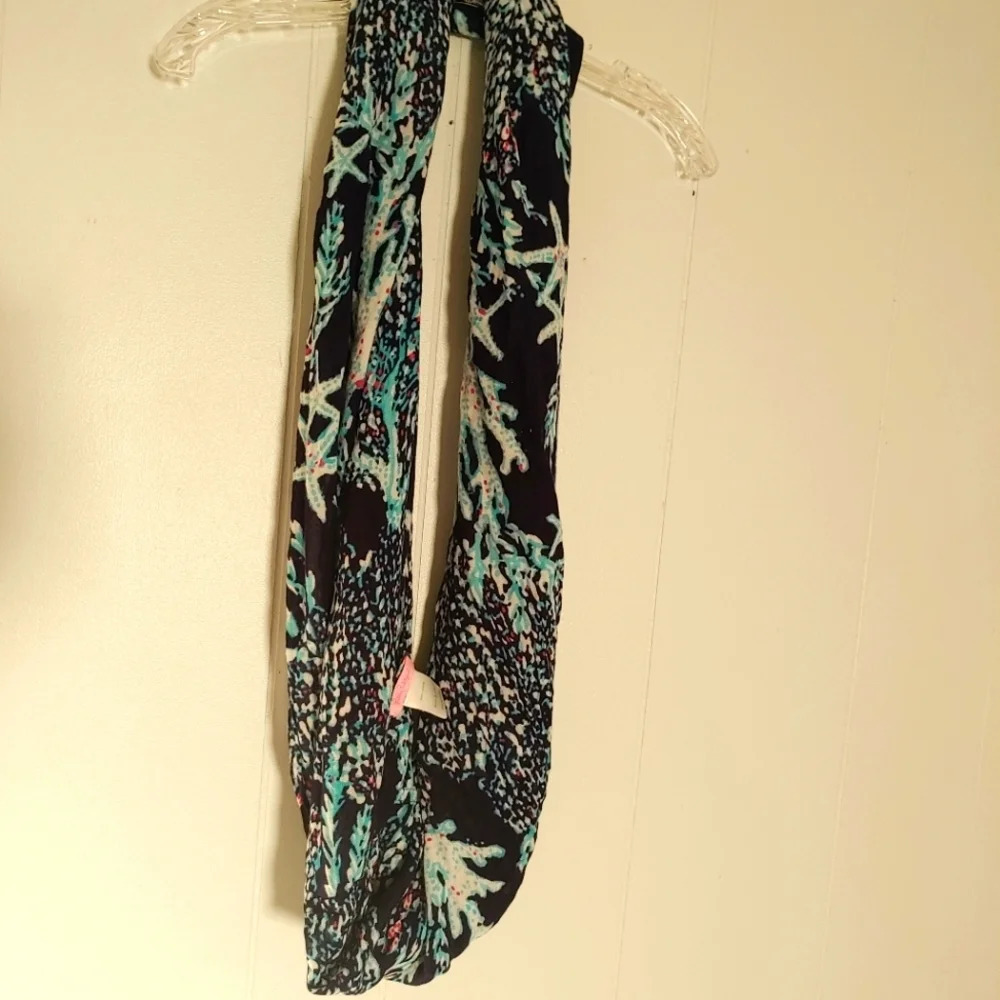 Lilly Pulitzer Infinity Loop Scarf Blue Pink Starfish Coral